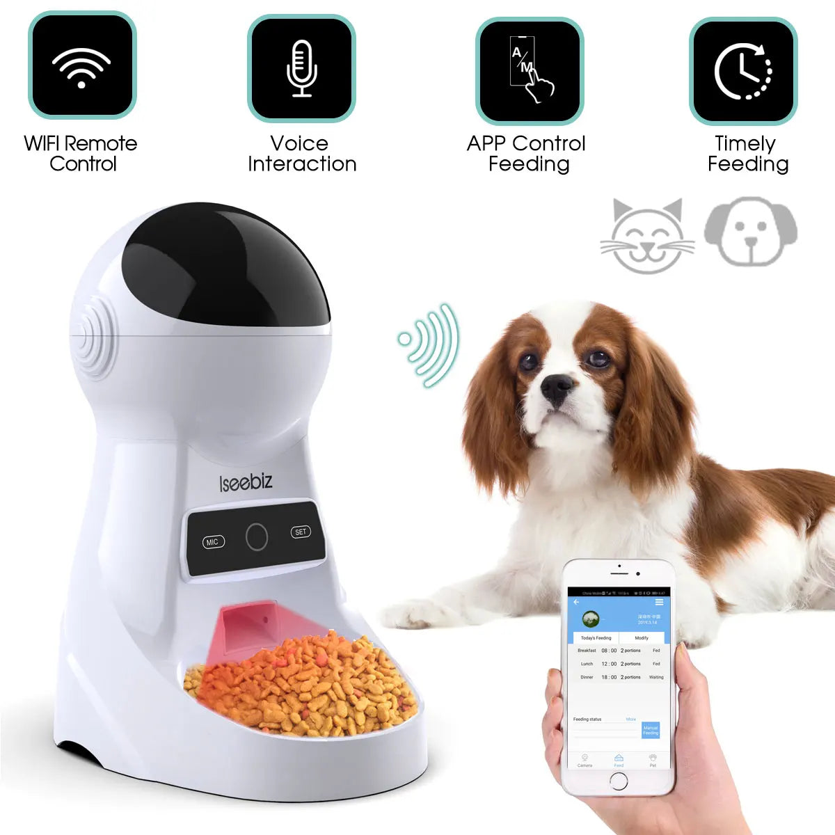 Automatic Pet Feeder With LCD Screen And Voice Recording