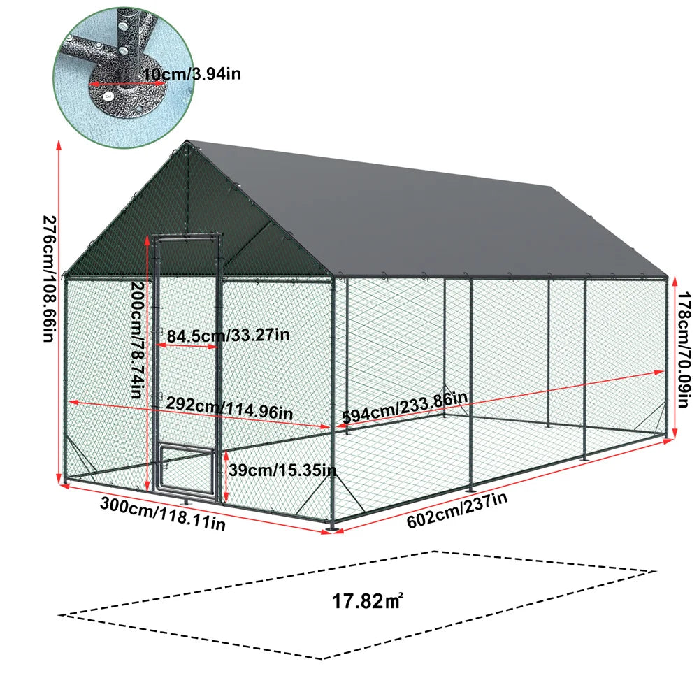 BORWART Chicken Coop With Upgraded Iron Tub And Waterproof Cover
