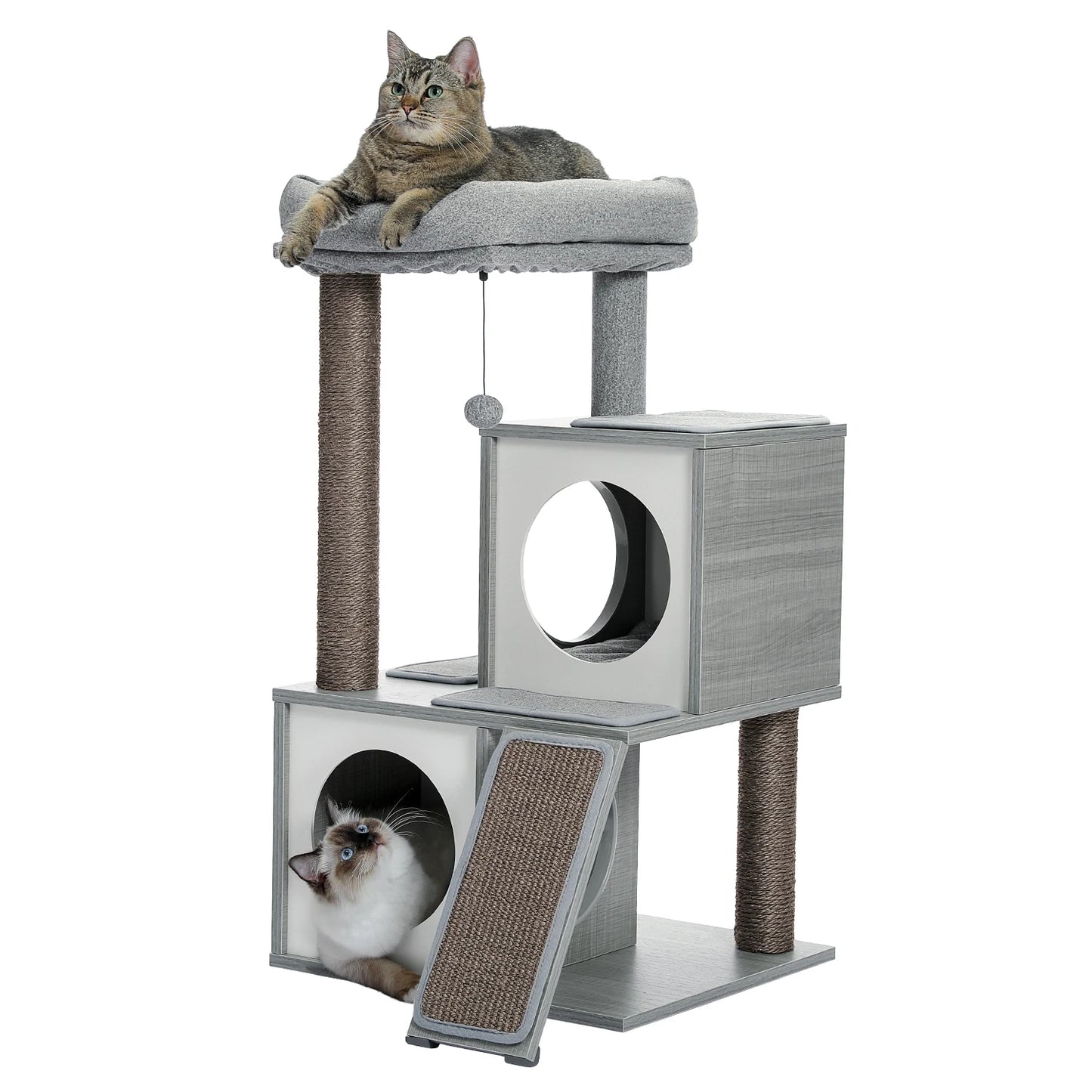 PAWZ Road Cat Tree with Double Condos and Scratching Board