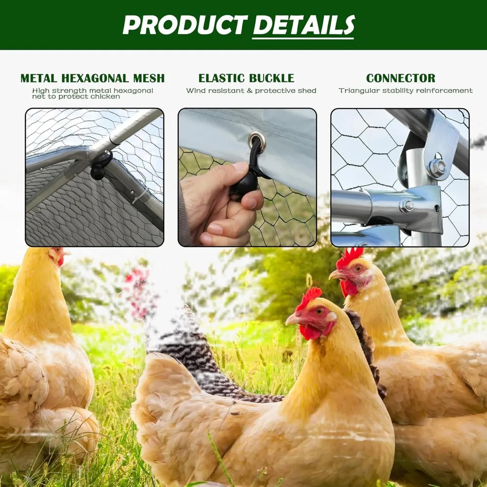 Chicken Coop Metal Enclosure For Backyard Poultry Shelter