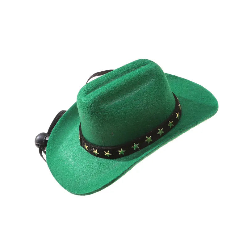 Dog Hat Cowboy Style Polyester Adjustable Top Hat For Pets