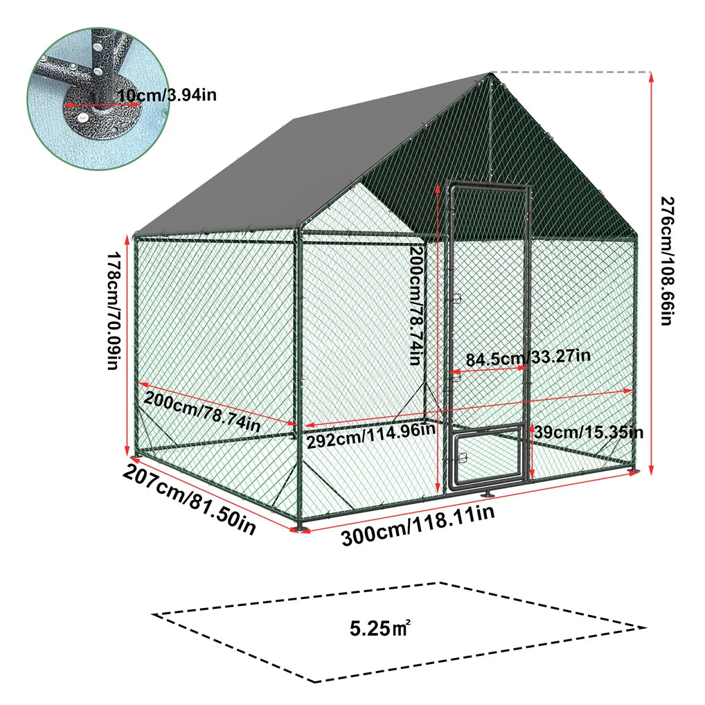 BINGOPAW Metal Outdoor Chicken Coop With Waterproof Cover