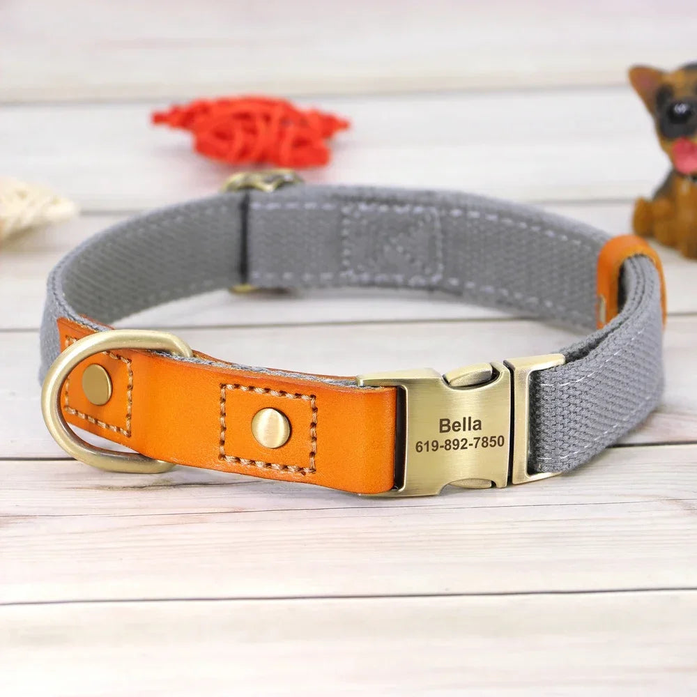 PET ARTIST Nylon Dog Collar Leash Set With Personalization
