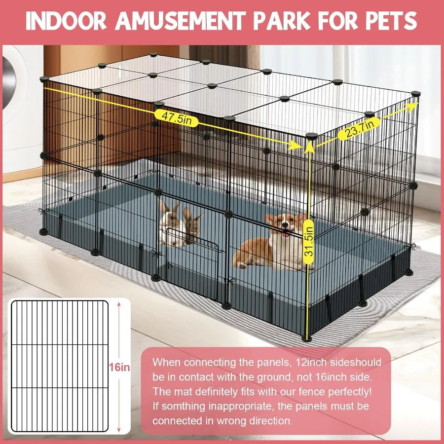 NONECN Small Animal Playpen With Coated Steel Panels