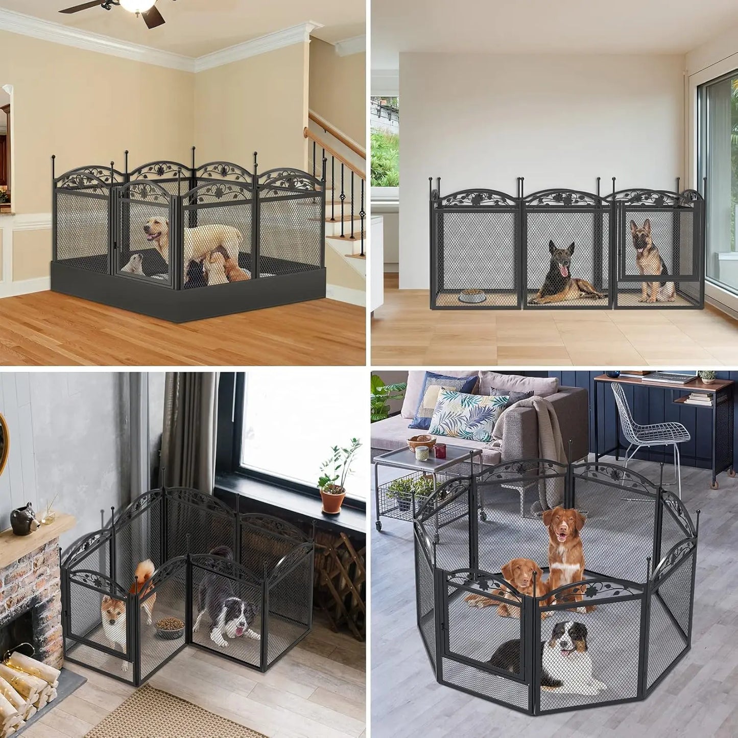 BORWAR Dog Playpen 8-Panel Heavy Duty Iron Enclosure