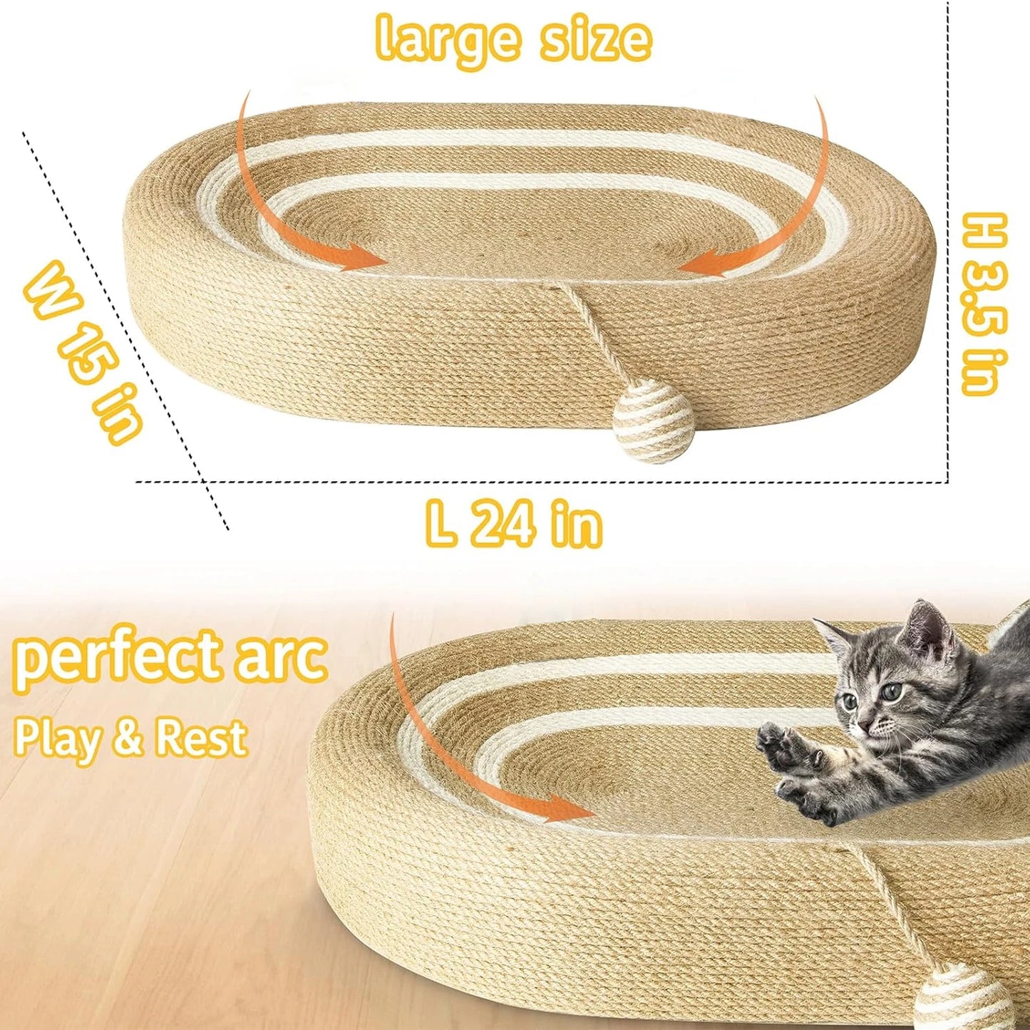 Cat Scratching Bed Sisal Pad Indoor Durable Bed For Cats