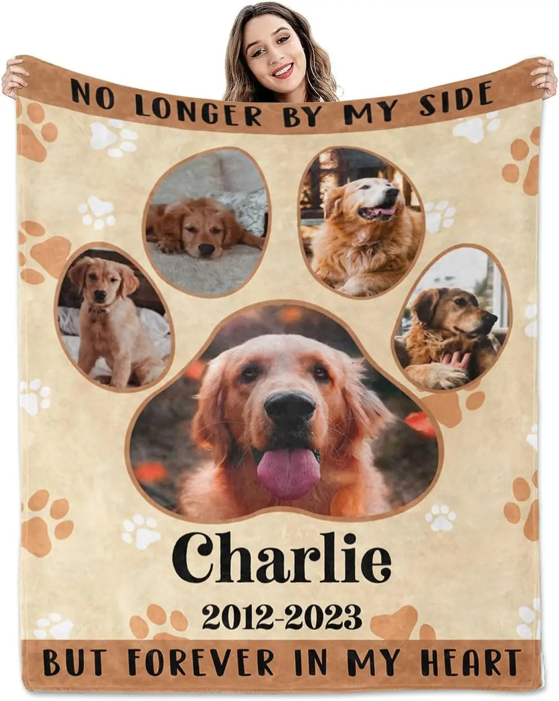 XMSJ Custom Dog Photo Blanket, Personalized Fleece Throw