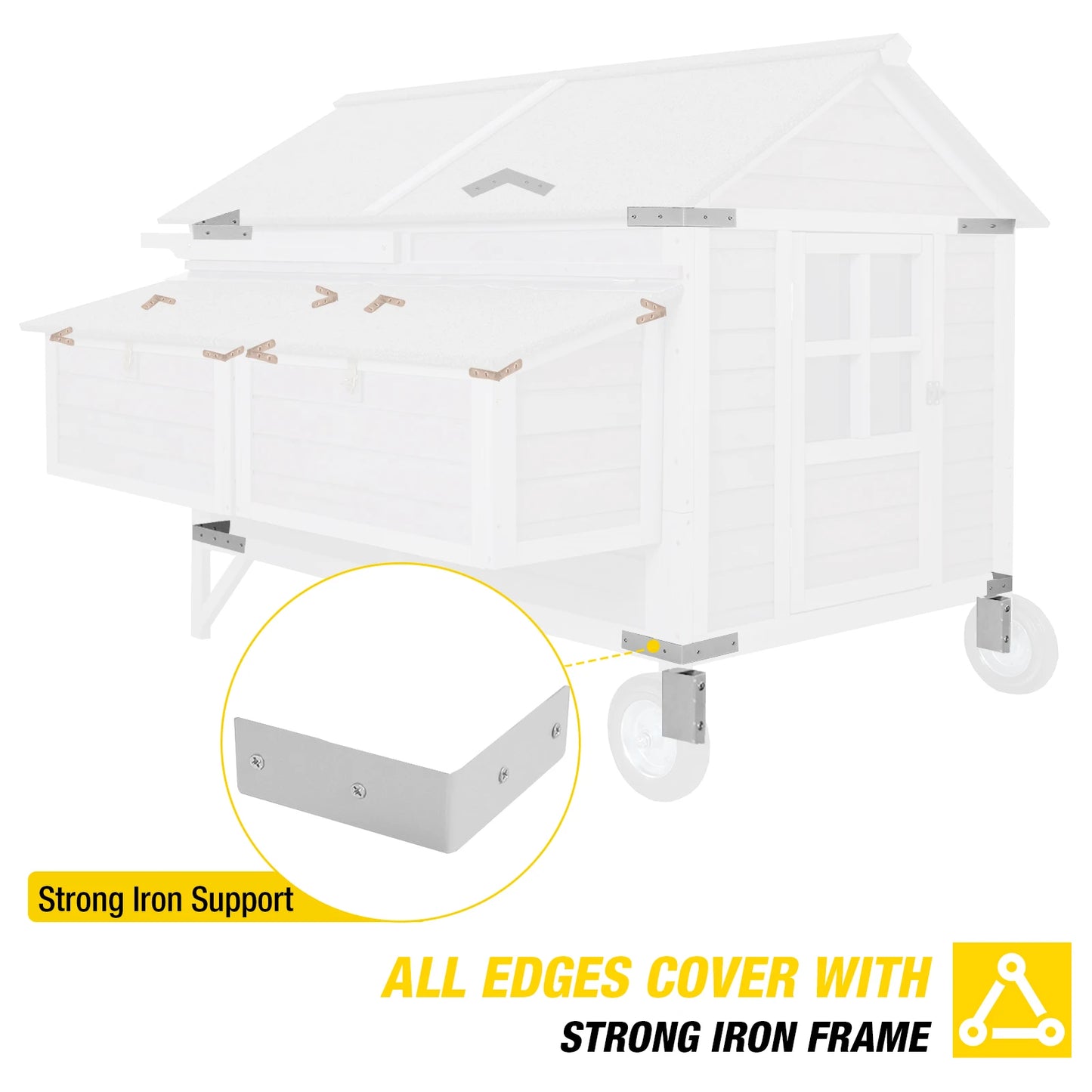 Extra-Large Wooden Chicken Tractor for 8-10 Chickens - Chicken Coop