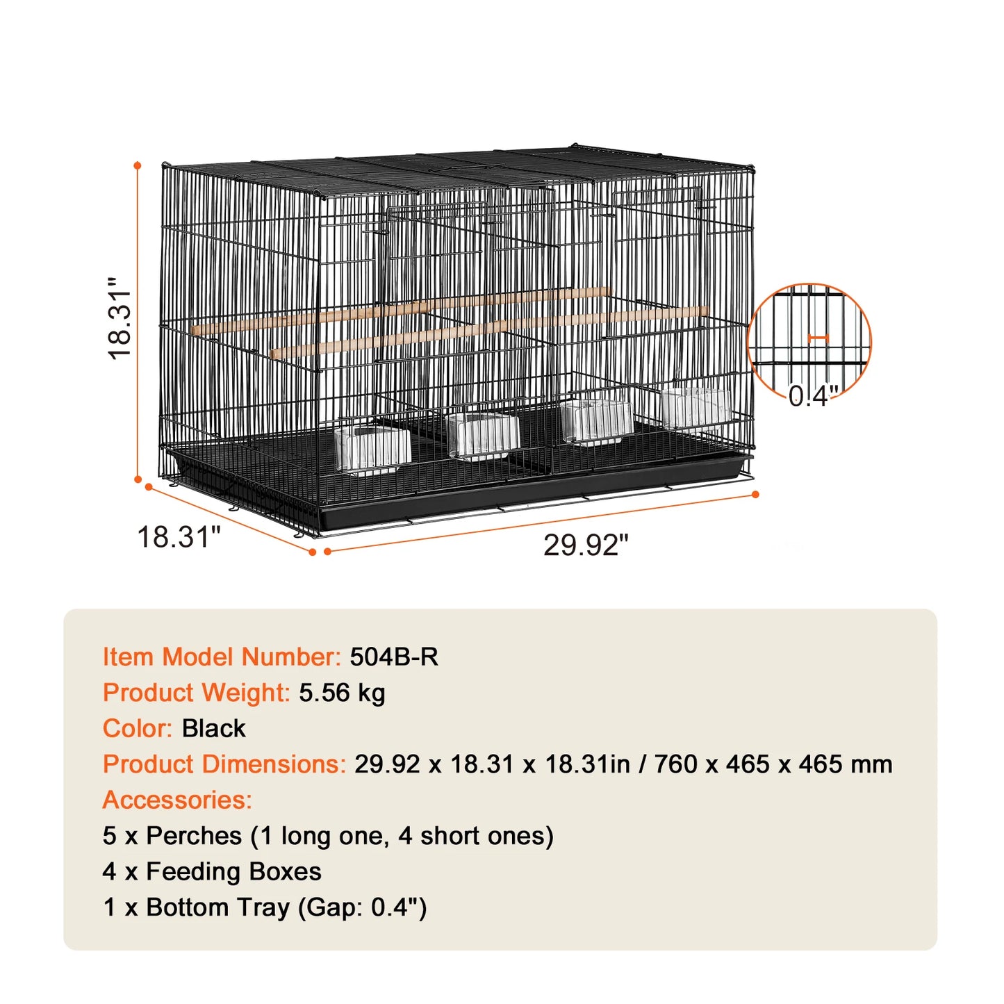 SucceBuy Travel Stackable Divided Bird Cage With Handle And Perch