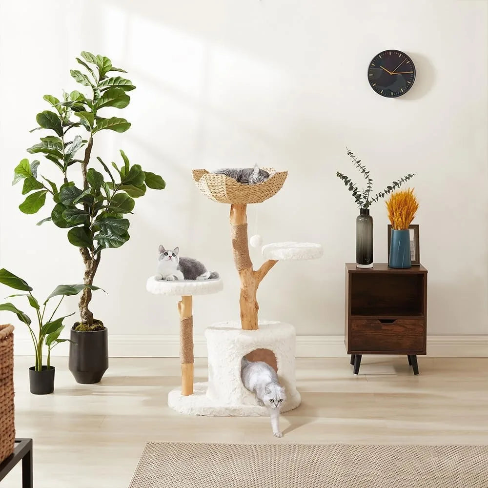 DAFIFY Cat Tree Tower Solid Wood Branch Luxury Condo