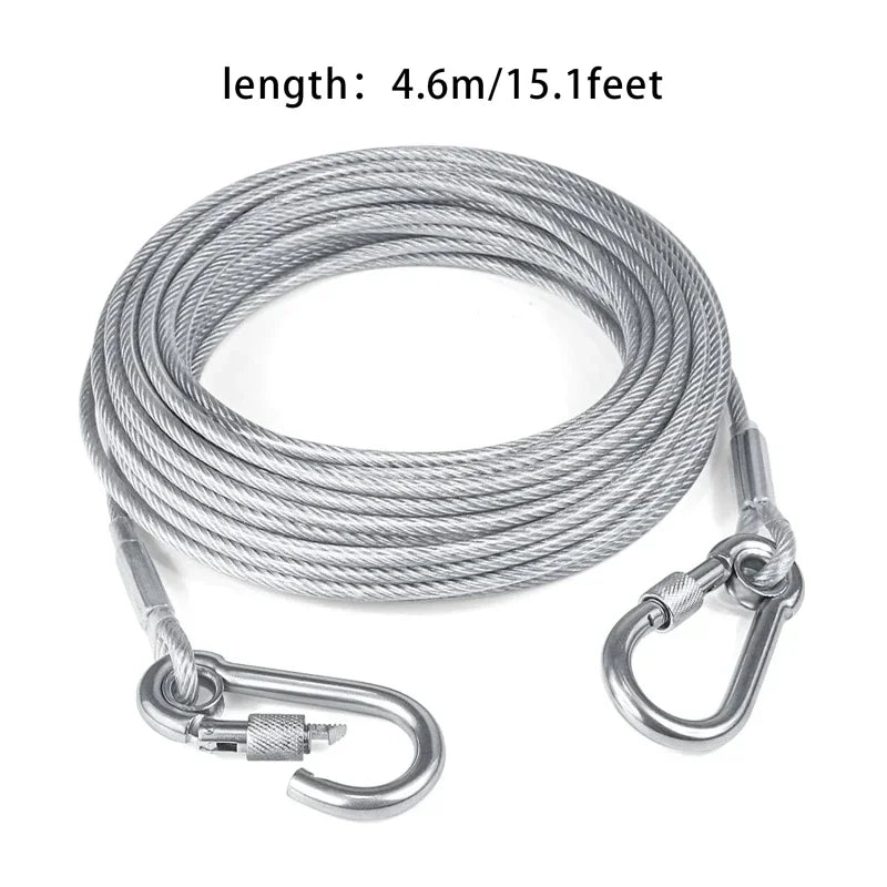 Dog Tie Out Cable Leash Double-Headed Stainless Steel