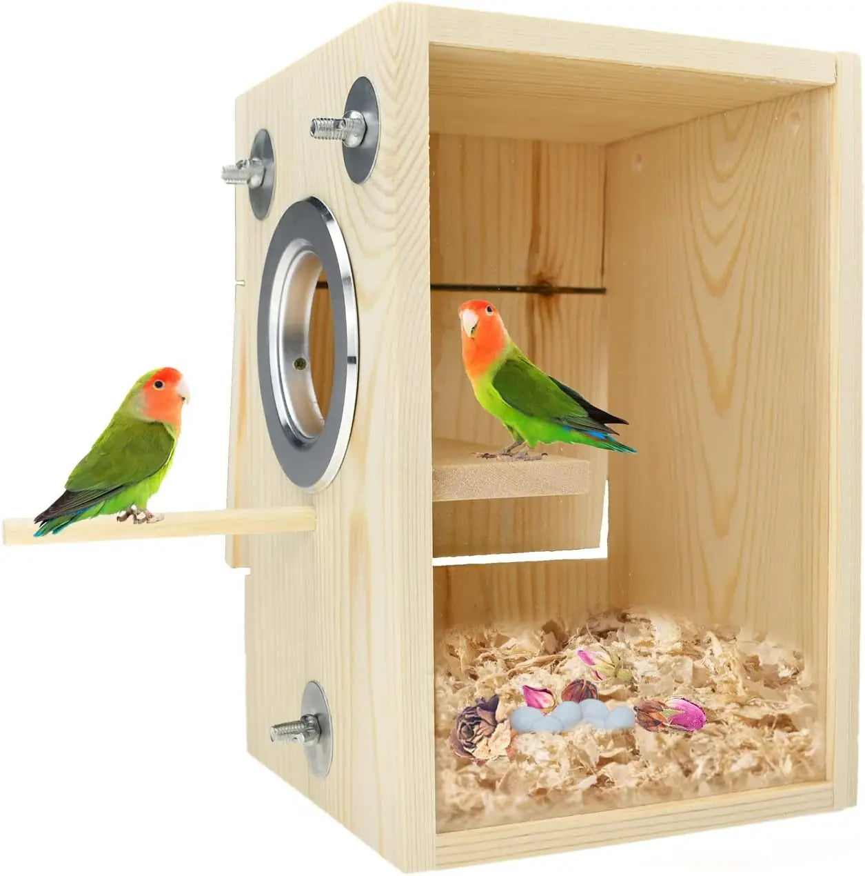 Bird Nest Box With Wooden And Clear Acrylic Panels