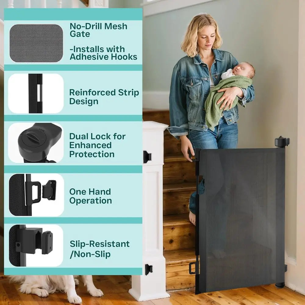 Baby Gate Extra Wide Mesh Safety For Doorways And Stairs