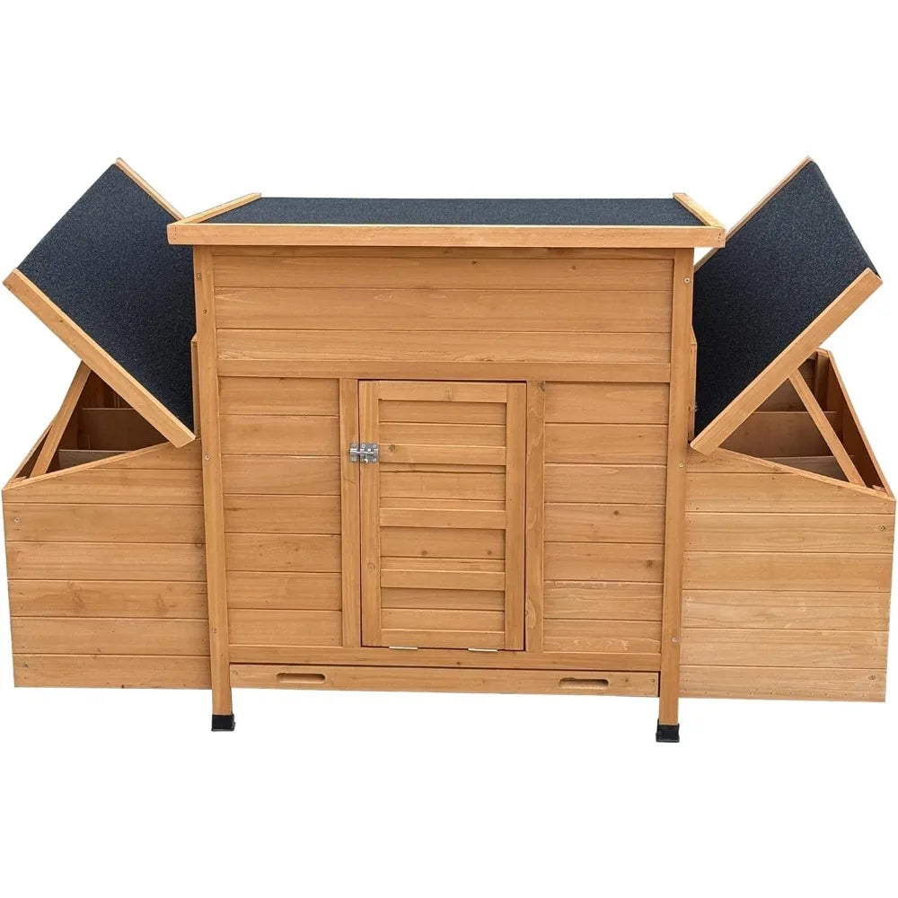 Chicken Coop, 55" Large Wooden Chicken Hutch with 6 Nesting Boxes, Outdoor Hen House Chicken Cage