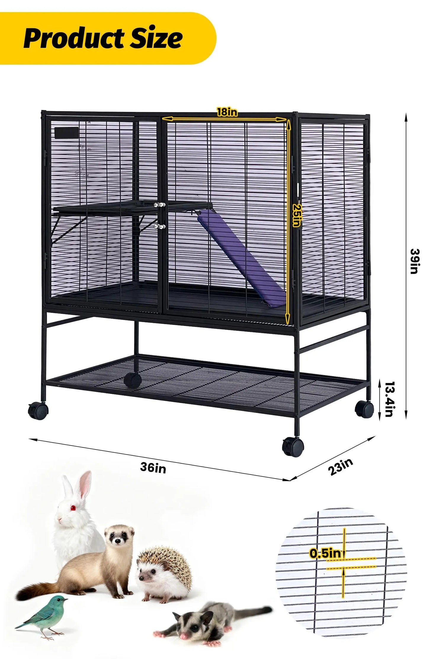 HiMISSCN Multi-Level Metal Small Animal Cage With Ramp
