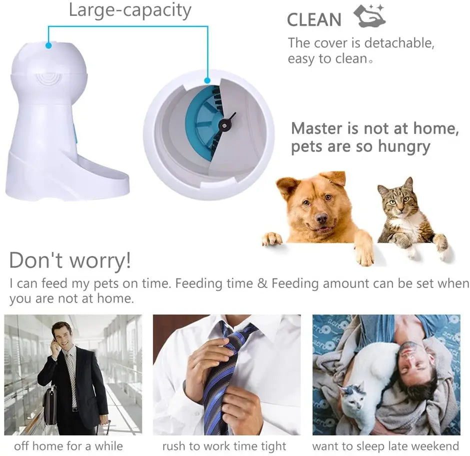 Automatic Pet Feeder With LCD Screen And Voice Recording