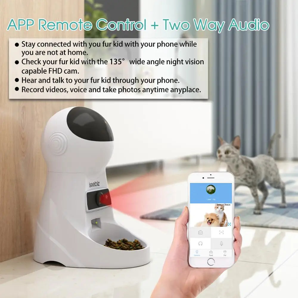 Button Automatic Pet Feeder With Voice Recording And LCD Screen