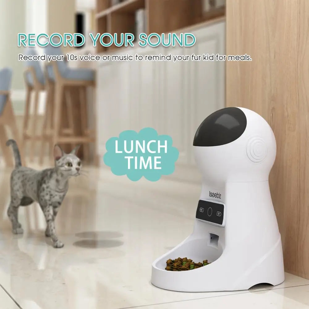 Button Automatic Pet Feeder With Voice Recording And LCD Screen
