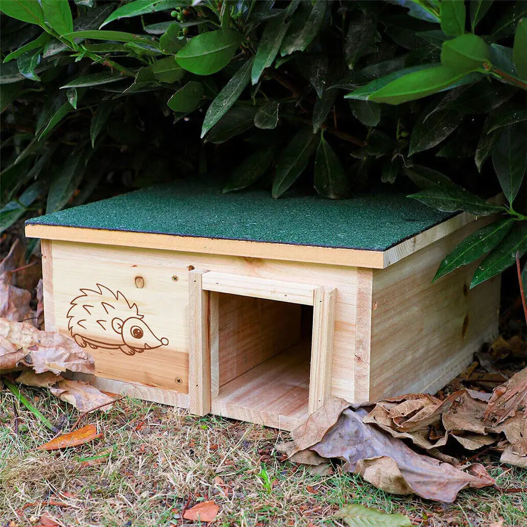 Wooden Hedgehog House Weatherproof Outdoor Shelter