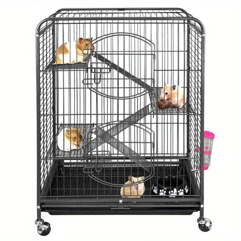 Small Animal Cage 4-Level Iron Wire Frame Durable Multi-Story Habitat