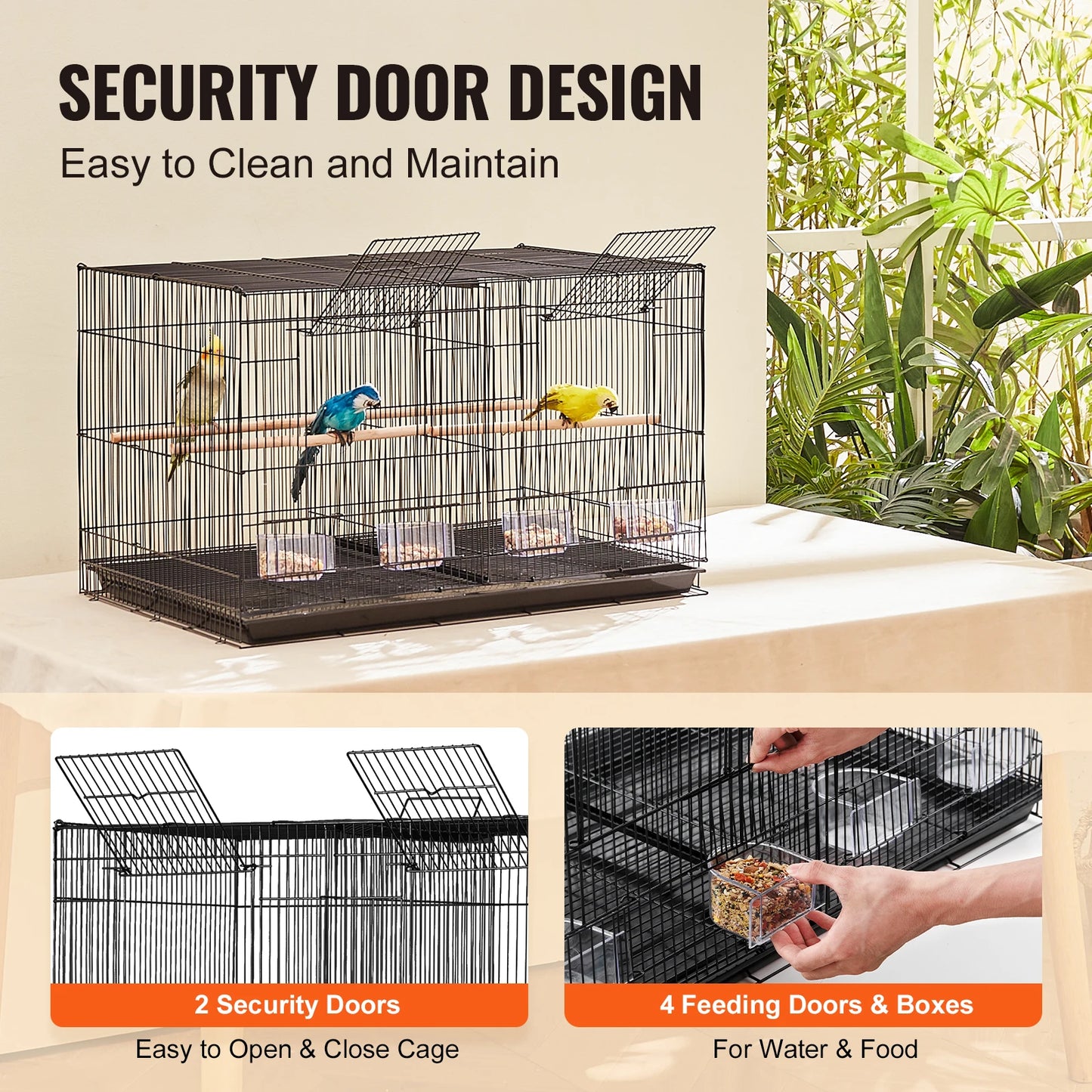 SucceBuy Travel Stackable Divided Bird Cage With Handle And Perch