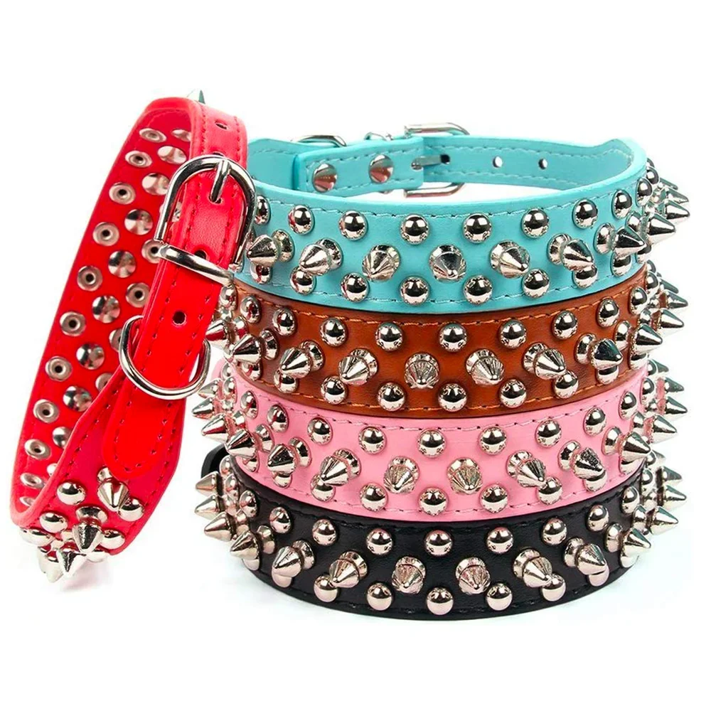 Dog Collar PU Leather Spiked Design For Everyday Use