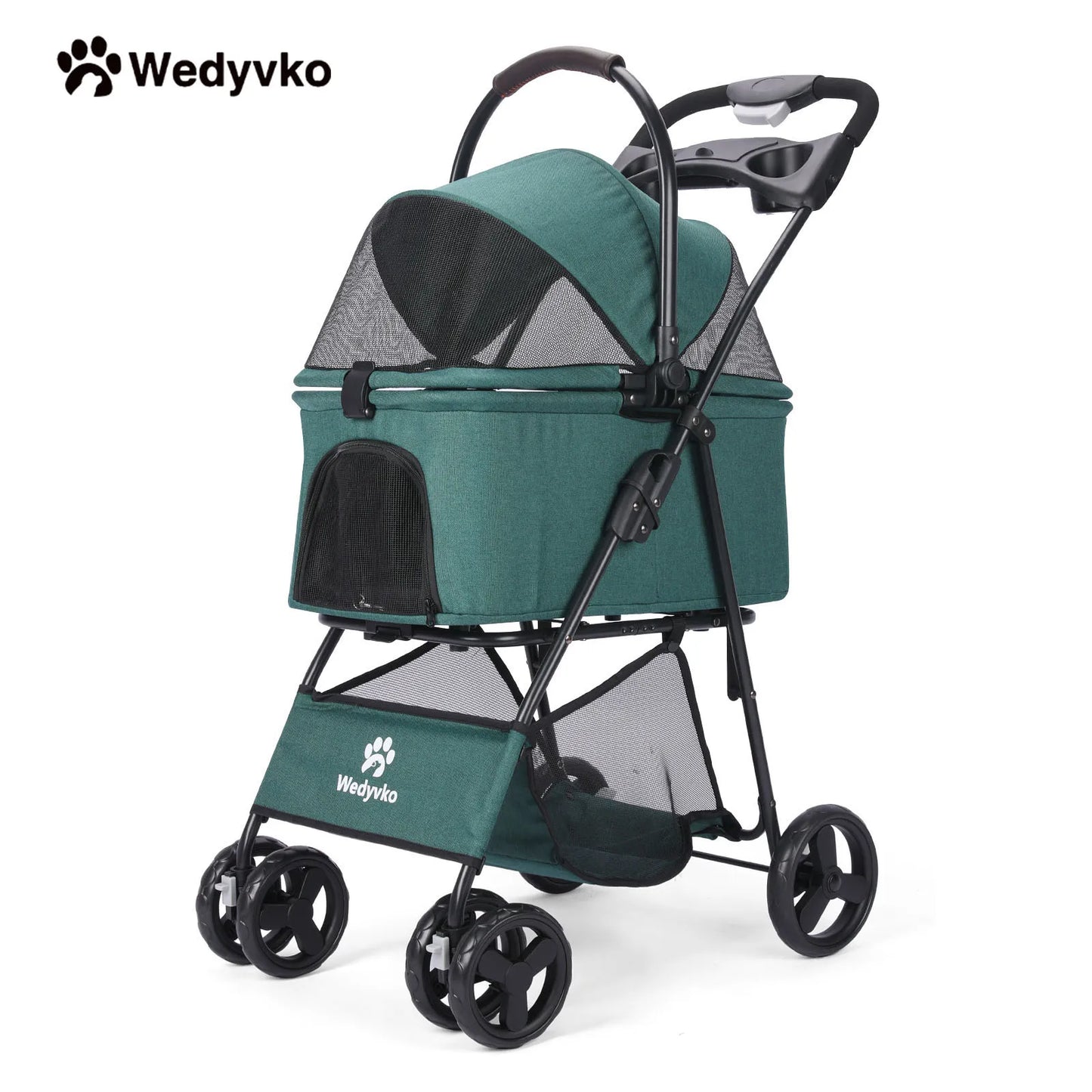 Wedyvko Pet Stroller Luxury Premium Detachable Cup Holder