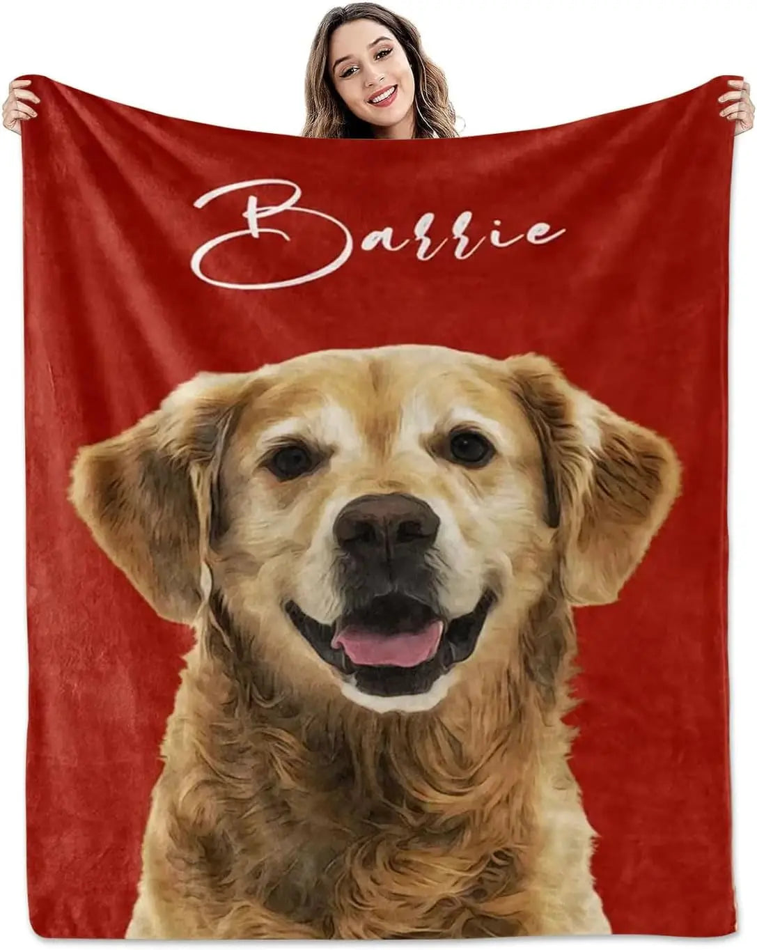 XMSJ Custom Dog Photo Blanket, Personalized Fleece Throw