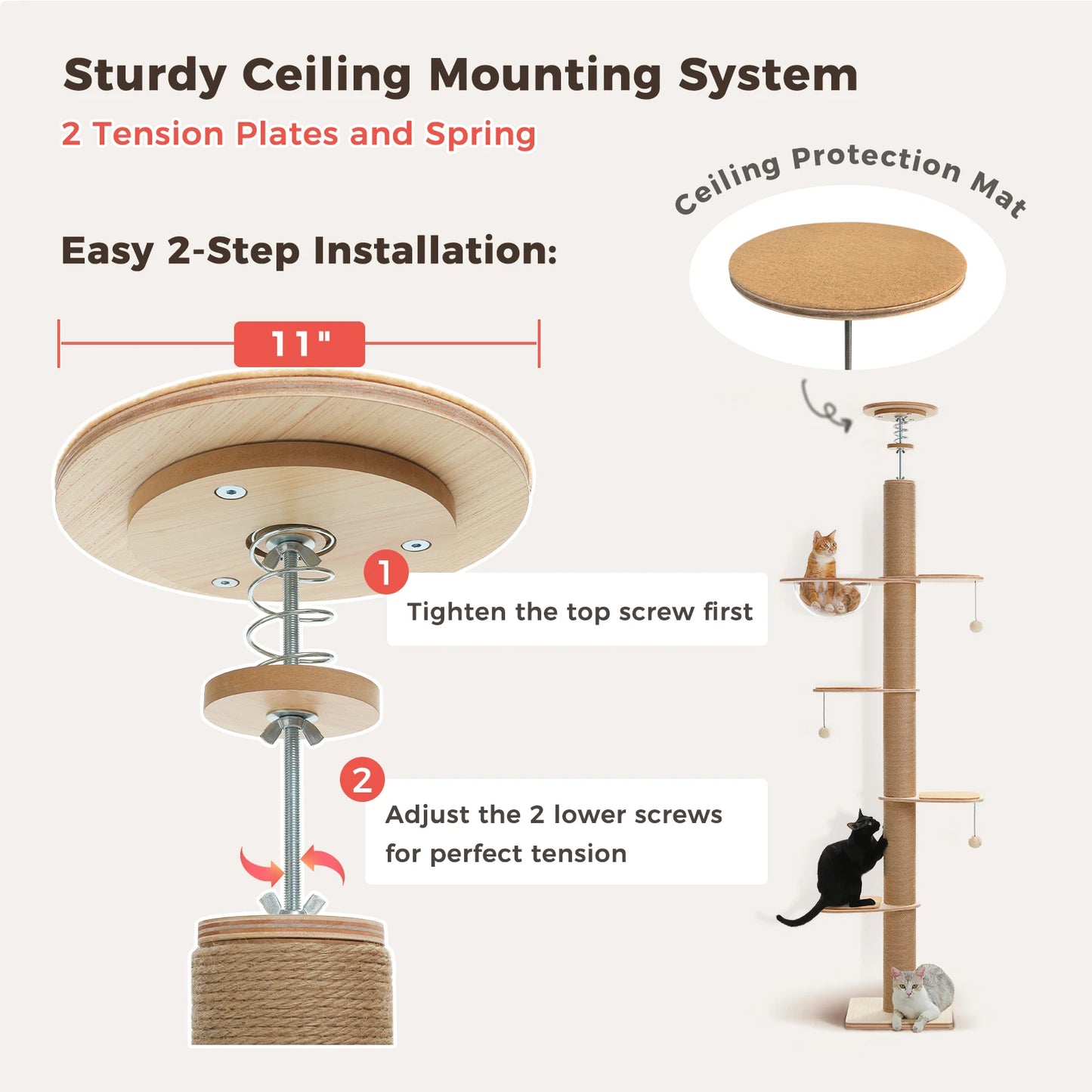 PAWZ Road Cat Tree With Adjustable Height Wooden Scratching Posts