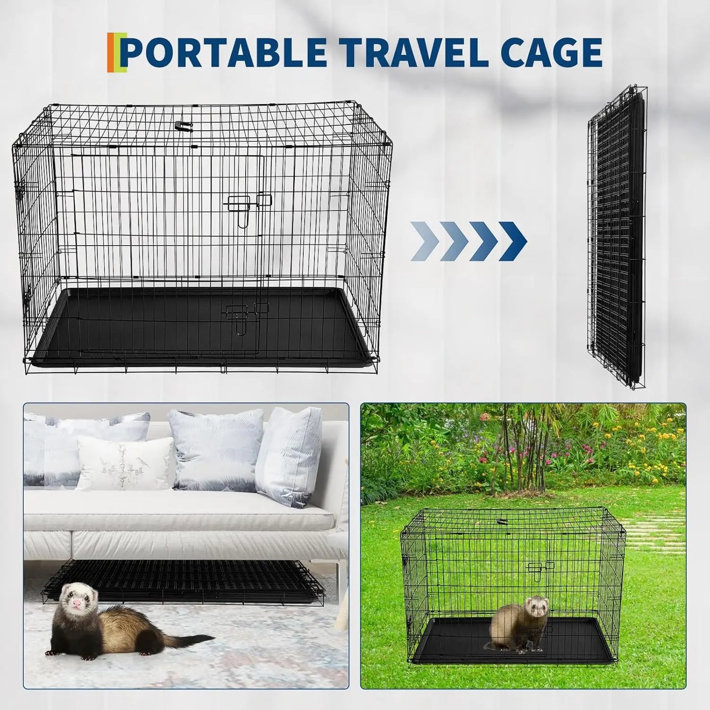 HiMISSCN Rabbit Cage Portable Foldable With Slide Out Tray