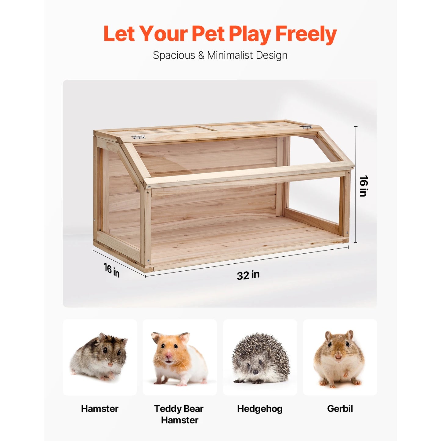 SucceBuy Wooden Hamster Cage 270° Viewing For Small Pets