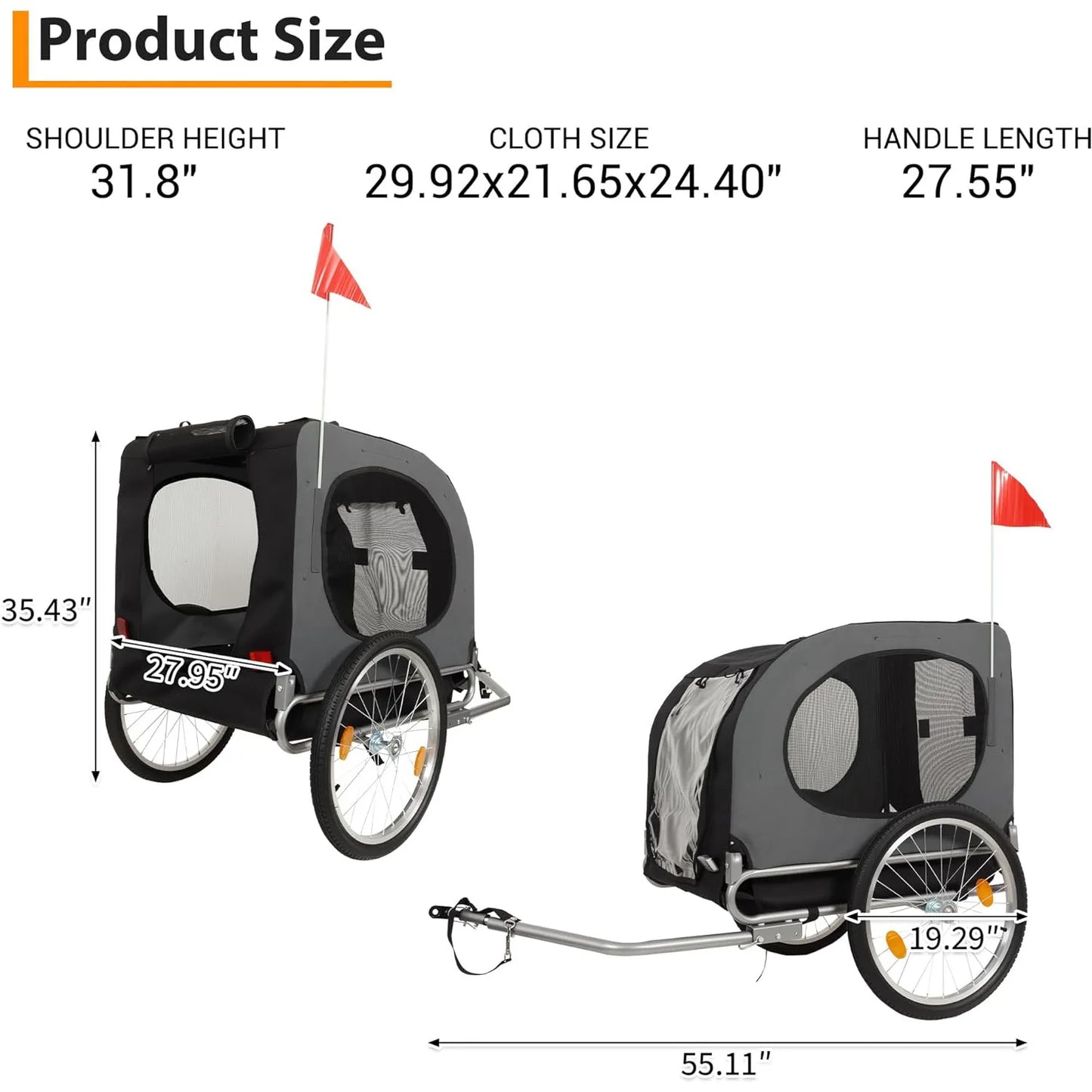 HiMISS Durable Steel Bike Trailer Pet Carrier With Folding Design