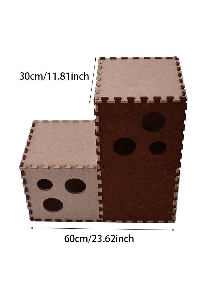 Cat Tunnel Toy Felt Pom Collapsible Tube House Interactive