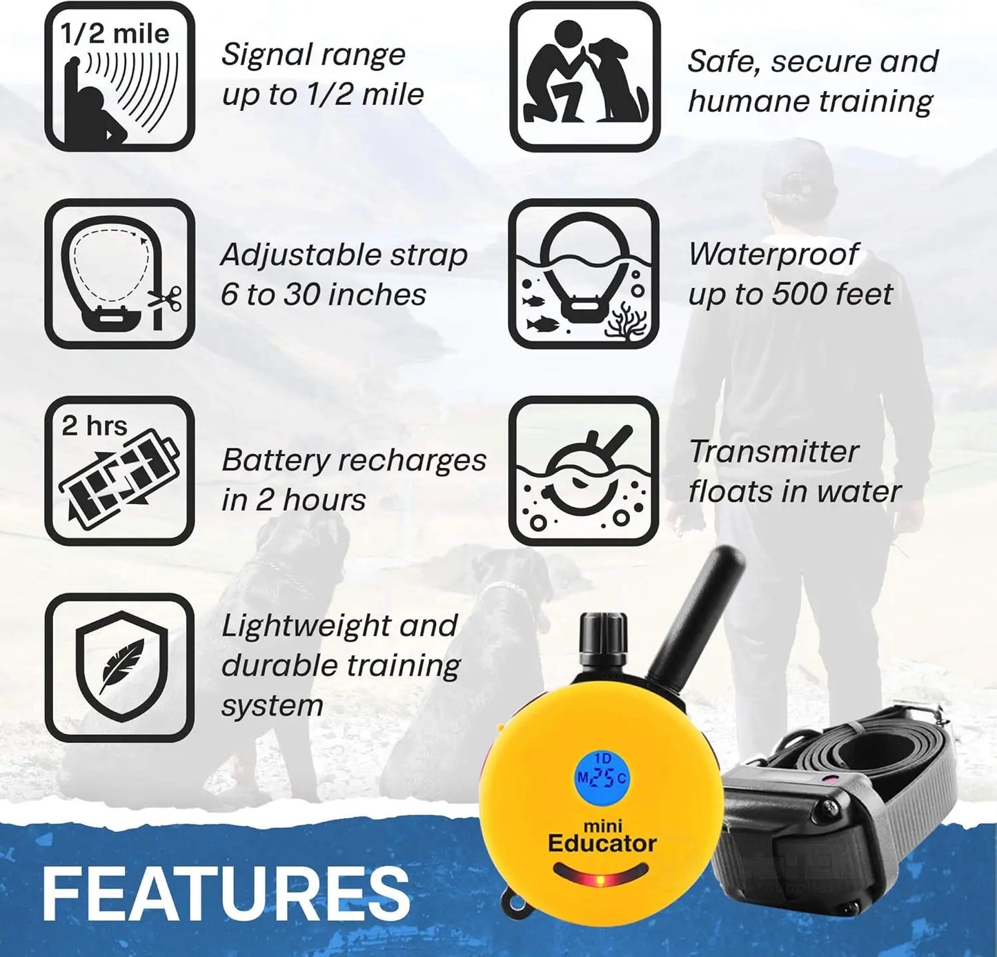 Remote Dog Training Collar Waterproof With 1/2 Mile Range