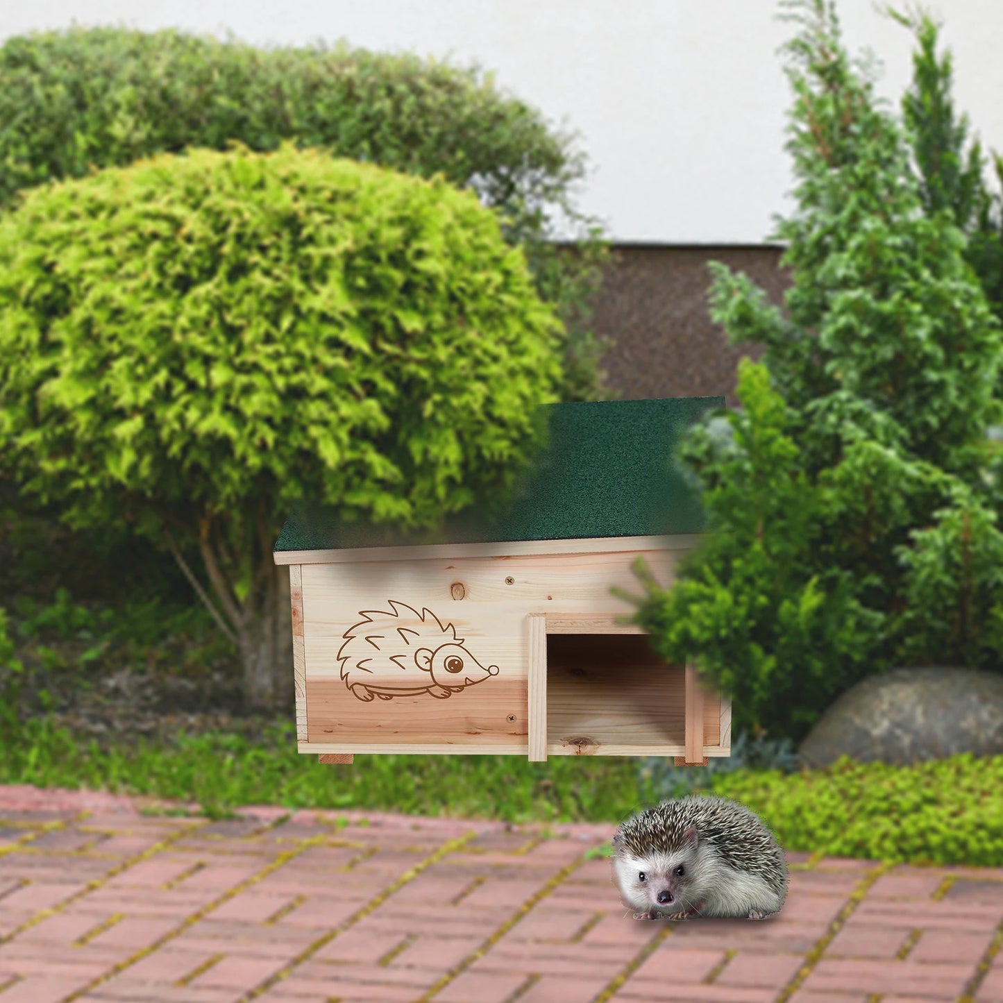 Wooden Hedgehog House Weatherproof Outdoor Shelter