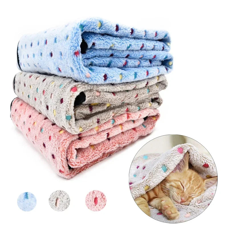 Pet Blanket Soft Coral Fleece Dot Pattern for Cats Dogs