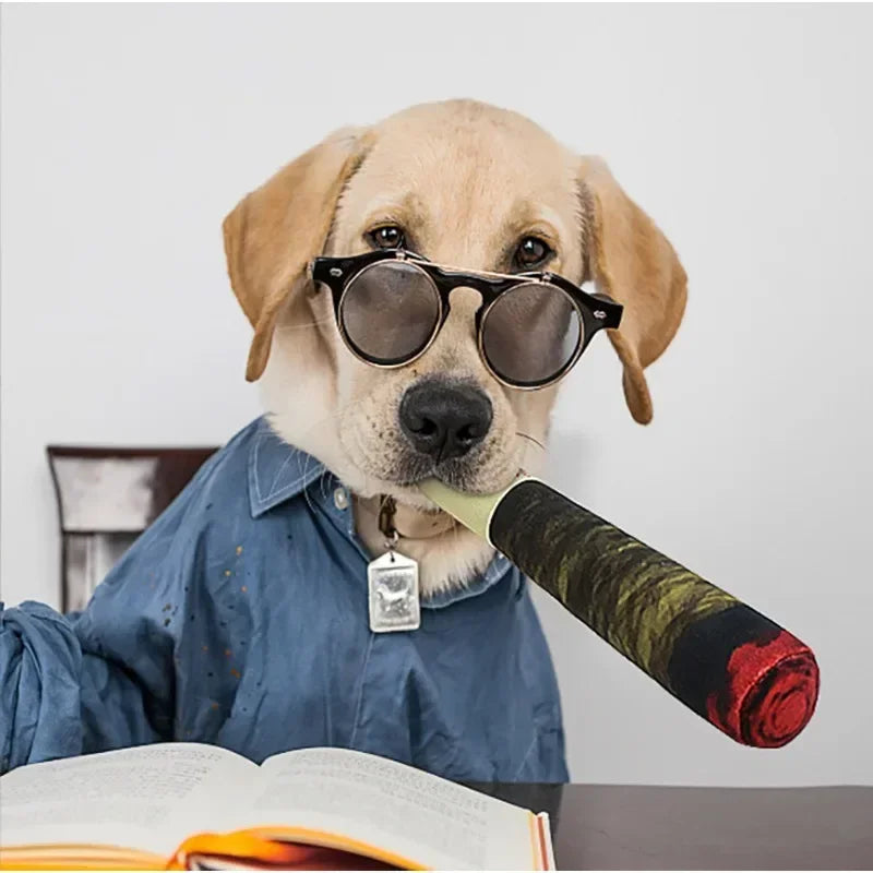 Dog Toy Interactive Squeaky Plush Cigar Shape Chew Toy