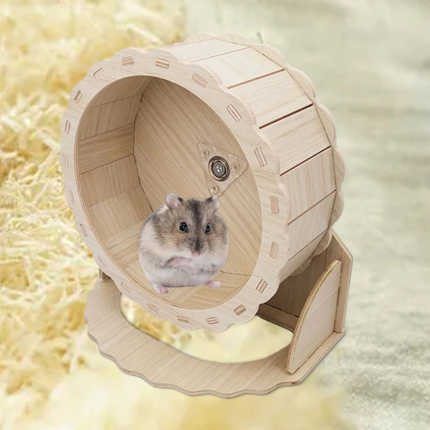 Hamster Wooden Running Wheel For Small Pets Cage Accessory