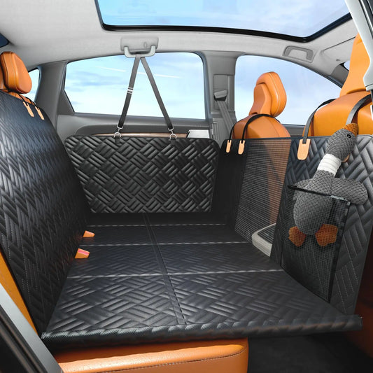 NONECN Car Back Seat Dog Cover With Hard Bottom Extender