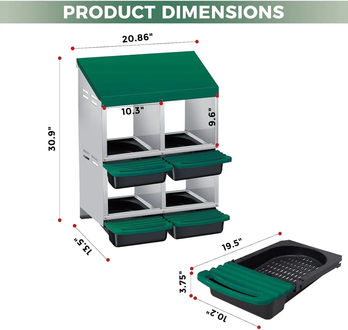 TWISTER.CK Metal Chicken Nesting Box With Automatic Egg Tray