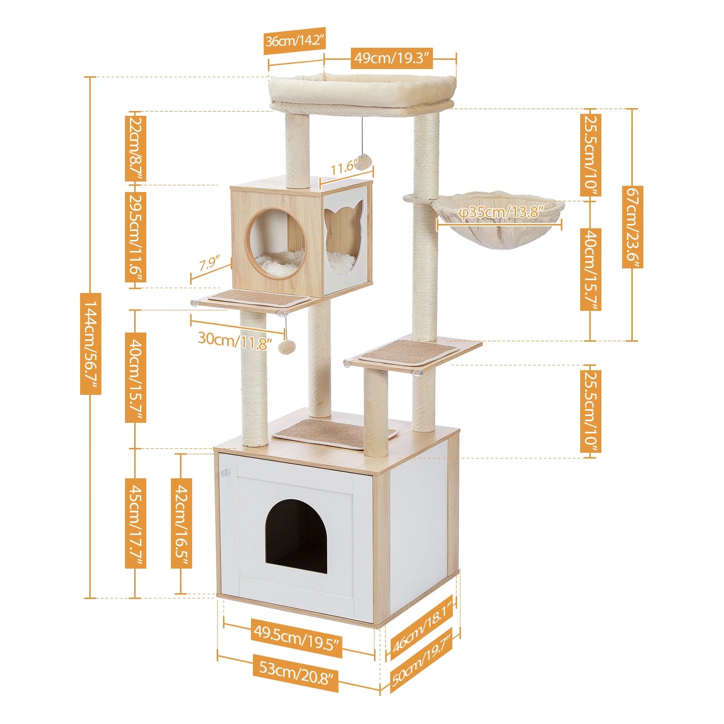 PAWZ Road Cat Tree Wooden Multi-Level With Scratching Posts