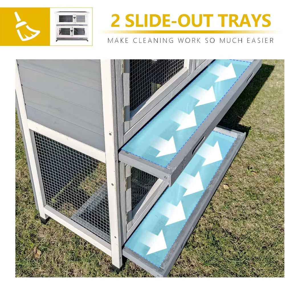 Rabbit Hutch Two-Room Main Chambers Indoor Outdoor