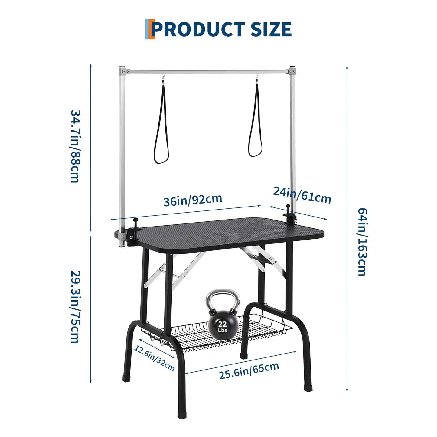 Dog Grooming Table, Foldable Pet Grooming Table for Dogs at Home with Height Adjustable Arms, Noose, Mesh Tray, 330LBS Static We