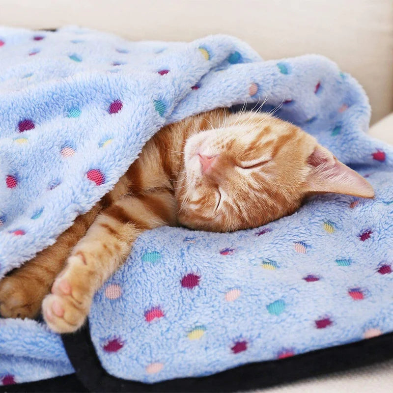 Pet Blanket Soft Coral Fleece Dot Pattern for Cats Dogs