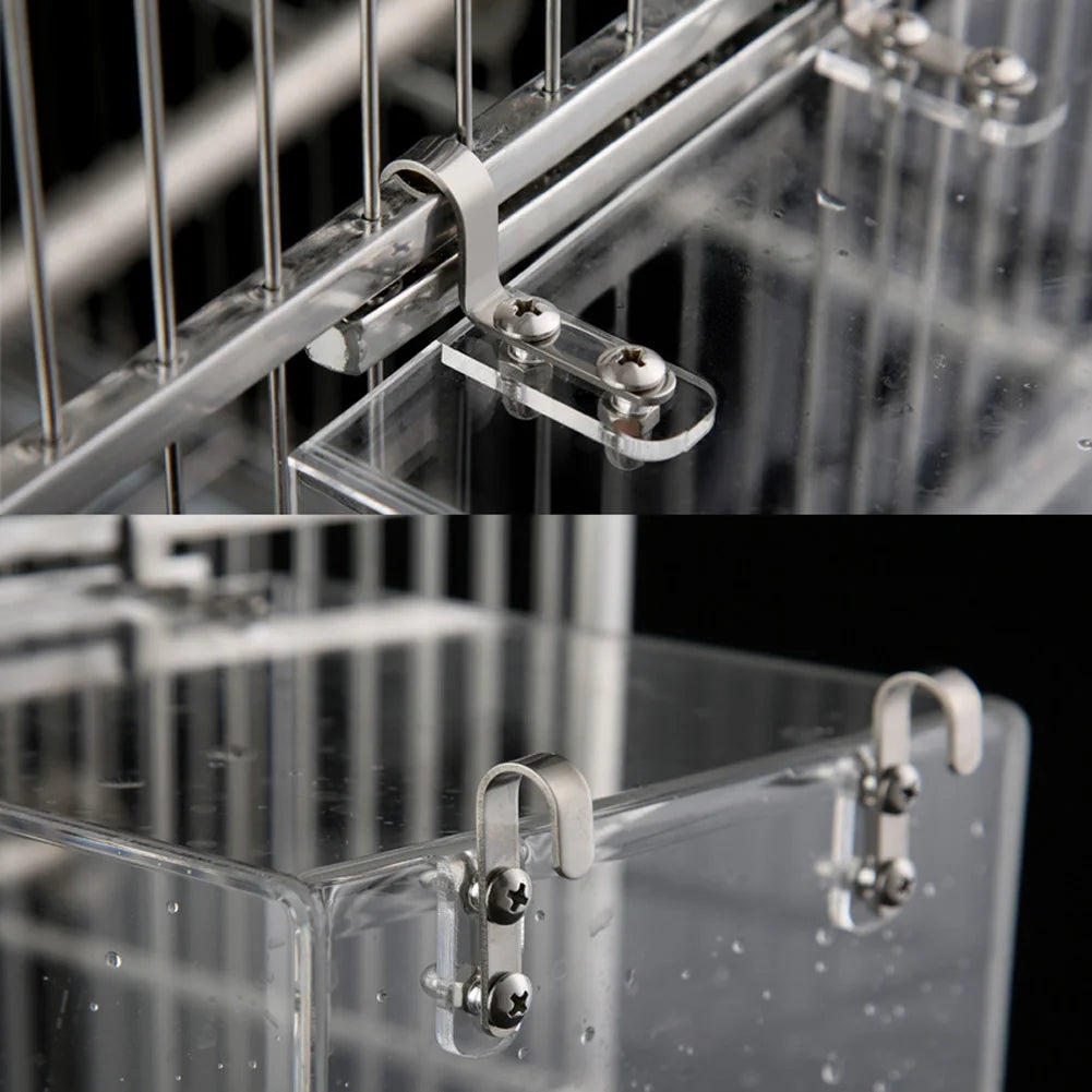 Transparent Acrylic Bird Bath Box Thickened Hanging Water Bath Tub Bird Supplies Shower Cage Accessory
