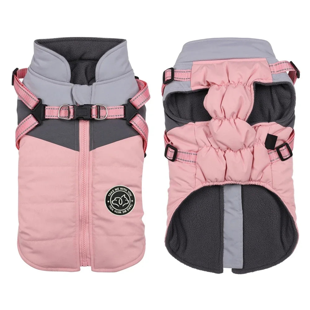 Winter Dog Harness Vest Waterproof Polyester For Pets