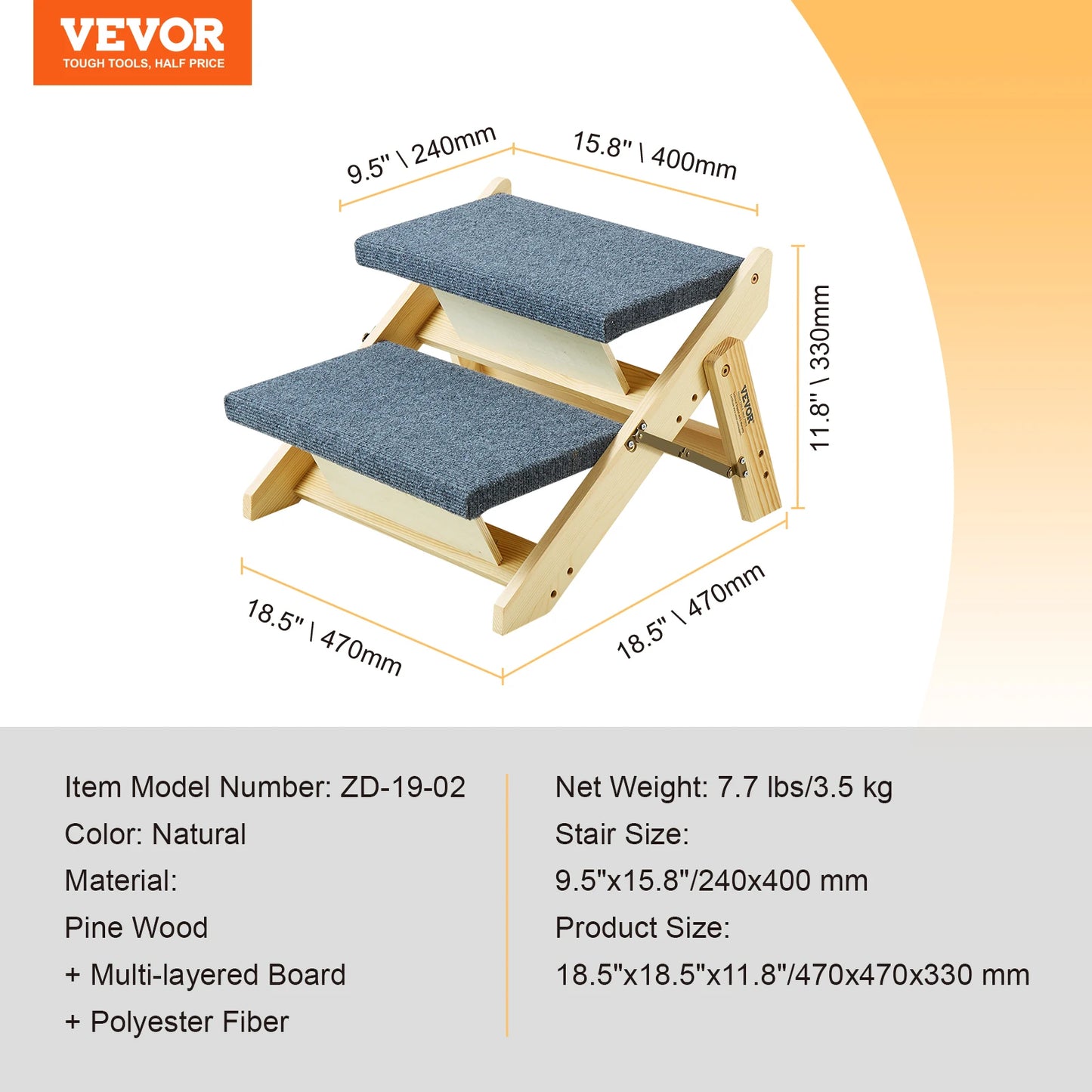 Dog Door Wooden Steps And Ramp TwoInOne Foldable Bed Access