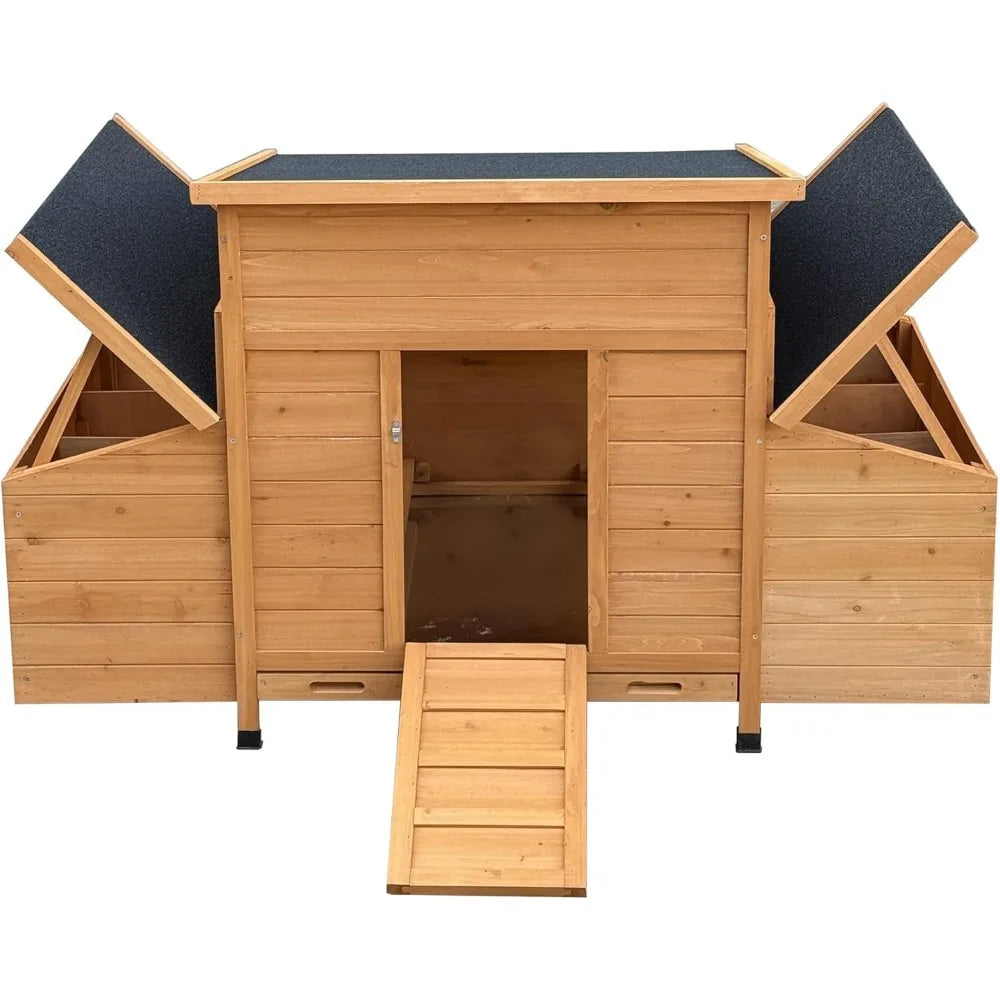 Chicken Coop, 55" Large Wooden Chicken Hutch with 6 Nesting Boxes, Outdoor Hen House Chicken Cage