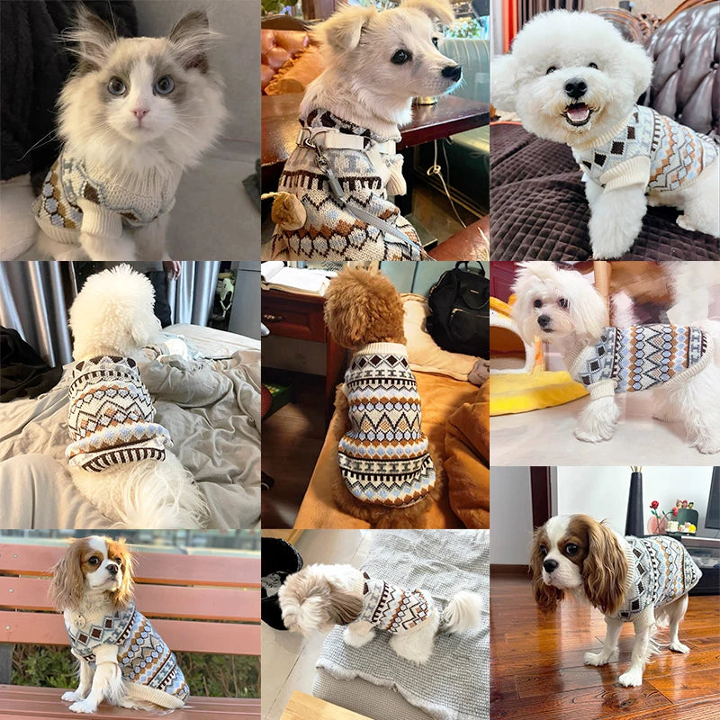 Dog Sweater 100% Cotton Knit Warm Coat Winter Wear