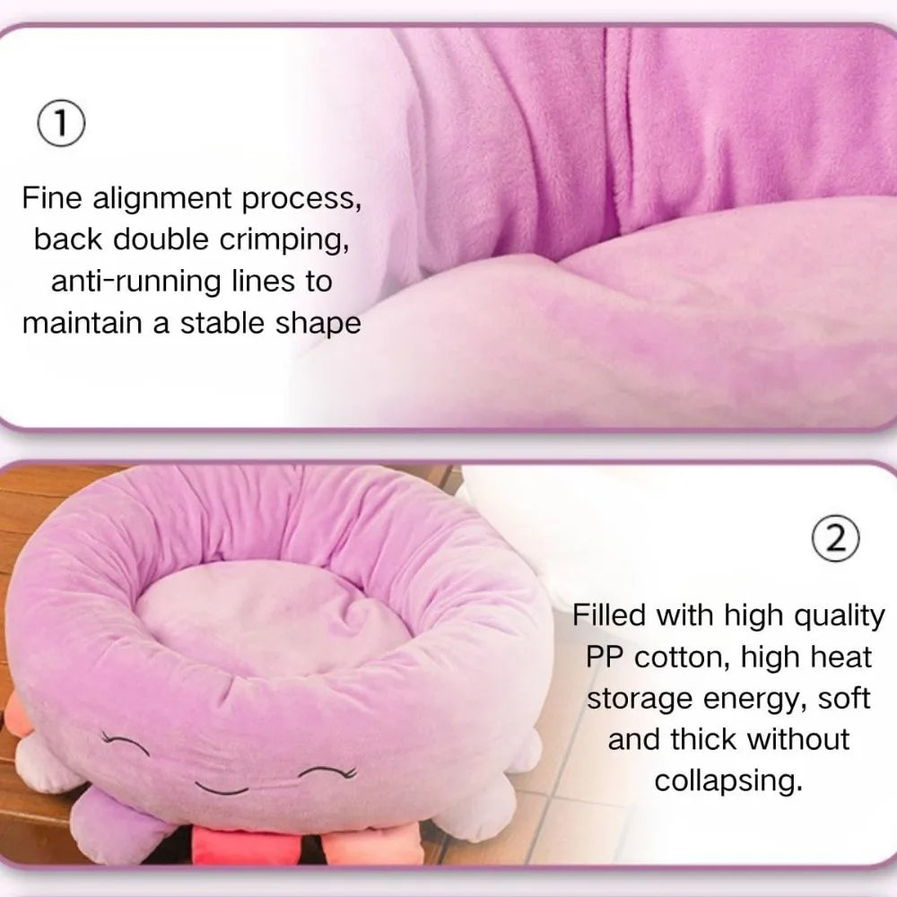 Dog Bed Octopus-Shaped Cotton Boho Style Round Pet Bed